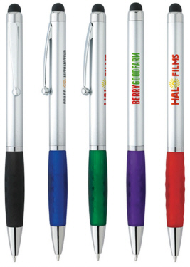 Personalized Silver Stylus Grip Pens & Custom Logo Silver Stylus Grip Pens