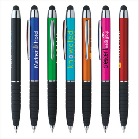 Personalized Metallic Cool Grip Stylus Pens & Custom Logo Metallic Cool Grip Stylus Pens