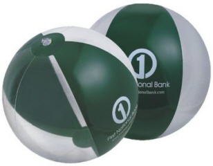 Personalized Forest Green/Clear Beach Balls & Custom Printed Forest Green/Clear Beach Balls